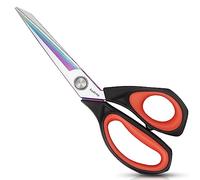 Asdirne Forbici Sarta, Forbici da Tessuto con Lame Rivestite di Titanio Multiuso e Comode Impugnature Morbide, 25CM, Nero/Rosso