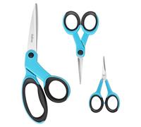 Asdirne Set di forbici per tessuto, lame affilate in acciaio inox, manici morbidi, forbici da cucito, artigianato e ricamo, 3 pezzi, blu/nero