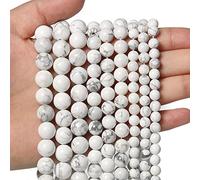 ASDJHFABKY 45 perline in pietra naturale da 8 mm, perline bianche di howlite, pietre preziose energetiche per la creazione di gioielli, braccialetti e collane fai da te, 8mm, Nylon Pietra