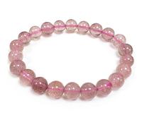 ASDJHFABKY Braccialetto elastico da donna in quarzo fragola da 8 mm, con perline rotonde semi preziose per braccialetto elastico con perline di cristallo, 19,1 cm