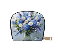 ASDJHFABKY Nature Scenery - Borsa in pelle con fiori blu e bianchi, portafoglio floreale in vaso, confezione di carte per pendolari attivi, per carte di transito e documenti d'identità ad accesso