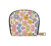 ASDJHFABKY Nature Scenery - Borsa in pelle con fiori blu e bianchi, portafoglio floreale in vaso, confezione di carte per pendolari attivi, per carte di transito e documenti d'identità ad accesso