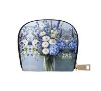 ASDJHFABKY Nature Scenery - Borsa in pelle con fiori blu e bianchi, portafoglio floreale in vaso, confezione di carte per pendolari attivi, per carte di transito e documenti d'identità ad accesso