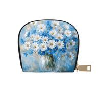 ASDJHFABKY Nature Scenery - Borsa in pelle con fiori blu e bianchi, portafoglio floreale in vaso, confezione di carte per pendolari attivi, per carte di transito e documenti d'identità ad accesso