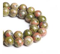 ASDJHFABKY Perline sfuse in pietra naturale verde unakite, 8 mm, 45 pezzi, per la creazione di gioielli fai da te, 1 filo, 8mm, Nylon Pietra