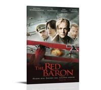 ASDJWAUEYWEH Poster su tela, decorazione artistica da parete con scritta "The Red Baron", stile vintage, per soggiorno, camera da letto, 60 x 90 cm, con cornice