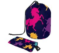 asebiunh - Borsa per il trucco grande, con coulisse, con unicorni, cavalli, animali, da viaggio, portatile, organizer per il trucco, Multicolore, 9.9x6.9in/25.2x17.6cm