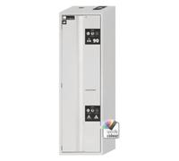 Asecos K-Phoenix 90 - Armadio di sicurezza con divisorio centrale orizzontale, porta pieghevole, fermaporta a sinistra, colore grigio chiaro, larghezza 596 mm, profondità 616 mm, altezza 1968 mm