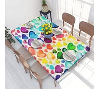 ASEELO Tovaglia rettangolare con angoli con cuori arcobaleno, 1,2 m, lavabile, elastica, per picnic, campeggio, feste