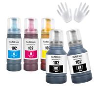 ASEKER 102 Inchiostro Compatibile per Epson EcoTank ET-2750 ET-2756 ET-2850 | 5-Multipla per ET-2851 ET-2856 ET-3700 ET-3750 ET-3850 ET-4500 ET-4700 ET-4750 ET-4850 ET-4856 ET-15000 Stampante (BK/C/M/Y)