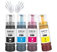 Aseker 104 Inchiostro Compatibile per Espon 104 ET-2810 ET-2815 ET-2820 | 4-Multipla per Espon 104 ET-2825 ET-2710 ET-2711 ET-2712 ET-2714 ET-2715 ET-2720 ET-2721 ET-2726 ET-4700 ET-4800 Stampante