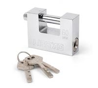 ASelected 1 lucchetto con 3 chiavi, lucchetto rettangolare resistente a 100 lame, corpo 94 x 18 x 54 mm, arco da 11 mm, lucchetto contenitore per garage, magazzino e stoccaggio
