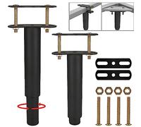 ASelected 2 Pezzi Gambe Letto Regolabili 18-33 Cm, Piedi Letti e Supporto Rete Letto in Metallo Nero con Accessori Inclusi, per Rinforzo Centrale di Reti, Base e Telai Letti