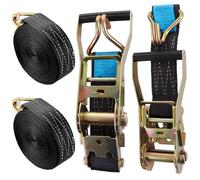 ASelected 2 set di cinghie da 10 m × 50 mm con cricchetto e gancio, nero, per rimorchi, moto, auto