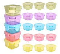 ASelected 20 contenitori piccoli con coperchio, piccoli contenitori per congelatore, 60 ml, con coperchio, in plastica, quadrati, impilabili, per condimenti per insalata di marmellata, frutta, snack e