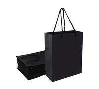 ASelected 20 sacchetti regalo neri 15 x 7 x 20 cm sacchetti regalo di carta nera con manici possono essere riutilizzati per compleanni, matrimoni, feste di shopping