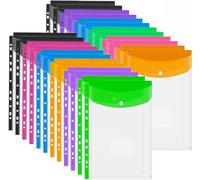 ASelected 24 Pezzi Buste Forate A4, Tasche Trasparenti A4 e Buste Portadocumenti con 11 Fori 31 x 23 cm, per Raccoglitori, Scuola, Ufficio e Archivio