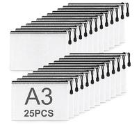 ASelected 25 pezzi buste con zip A3, 2 Colori trasparenti borse di file mesh, impermeabile busta porta documenti con cerniera, cartelline pochette zip per cartelline portadocumenti - 31.5x44CM