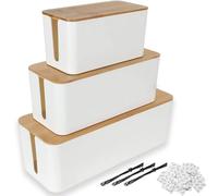 ASelected 3 Pezzi Scatola Nascondi Cavi Legno Coperchio Legno Bianco