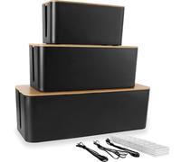 ASelected 3 Pezzi Scatola Nascondi Cavi Legno Coperchio Legno Nero
