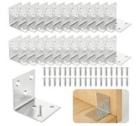 ASelected 30 Pezzi Staffe Angolari Inox 50 x 50 x 50 x 2 mm, Squadretta Metallo e Squadra Angolare per Angolare Mobili, Staffe per Legno e Staffa Rinforzo