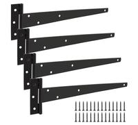 ASelected 4 cerniere a T resistenti per cancelli da 30,5 cm, antiruggine, rivestimento a polvere da giardino, colore nero, per porte da giardino, magazzino, capannone, porte di fienile