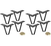 ASelected 4 gambe a forcina, resistente tavolo per mobili in metallo con protezioni per pavimenti in gomma e viti, per armadi fai da te, armadio, comodino, credenza, divano, 10 cm, (nero)