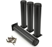 ASelected 4 pezzi Piedini regolabili per mobili Nero 250mm, Ø 50 mm Piedini per mobili tondi in acciaio inox Piedini in metallo regolabili, Piedini per armadio in argento, Piedini per divano in metall