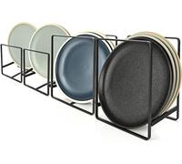 ASelected 4 Pezzi Scolapiatti da Appoggio, Porta Piatti per Scolapiatti Cucina, 2 Misure con Supporto in Metallo Nero e Cappucci in Silicone per Banco