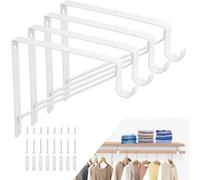 ASelected 4 Pezzi Staffe per Mensole con Gancio, Supporto Mensola e Reggimensola 275 x 275 x 2,5 mm, Bianco con Viti e Tasselli per Parete, Armadio e Lavanderia
