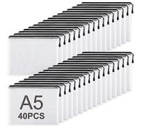 ASelected 40 pezzi buste con zip A5, trasparenti borse di file mesh, impermeabile busta porta documenti con cerniera A4, cartelline pochette zip per cartelline portadocumenti - 235 x 175 MM