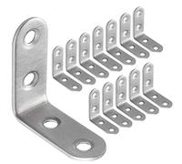 ASelected 50 Pezzi Staffe Angolari in Metallo Inox 40x40mm, Squadrette Angolari di Fissaggio Staffe a L di Fissaggio e la Riparazione di Mobili, Giunti di Rinforzo, Argento