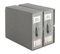 ASelected Confezione da 2 organizer per lenzuola, pieghevoli, con maniglia e finestra, scatola portaoggetti per lenzuola, cassettiera, organizer con cinghie di fissaggio, per biancheria da letto,