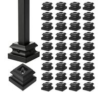 ASelected Confezione da 36 scarpe per balaustre per mandrini per scale in ferro, kit di scarpe a passo piatto in lega di alluminio nero per balaustre in ferro per scale interne, aggiornamento