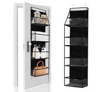 ASelected Contenitore da porta con 4 ripiani, con ganci, per camera da letto, cucina, bagno e ufficio, colore nero