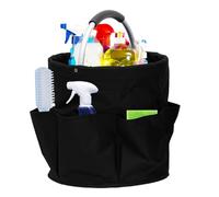 ASelected Contenitore per la pulizia da 17 l, con manico, pieghevole, multi tasche, grande secchio pieghevole per interni ed esterni, facile da pulire e trasportare (nero)