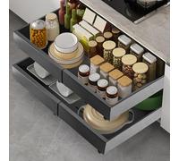 ASelected Organizer estraibile per armadietti, resistente, regolabile, senza trapano, cassetto scorrevole estensibile per cucina, bagno, dispensa (32-52 cm)