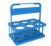 ASelected Porta bottiglie di latte, pieghevole, in plastica, a 6 fori, per birra e vino, con manico, rosso scuro, Blu, 33x32x22CM, Cestino per birra pieghevole blu