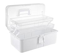 ASelected Scatola portaoggetti a 3 strati, in plastica, a sbalzo, organizer per medicine, penne cosmetiche, cucito, per medicine, strumenti, materiali artistici, giocattoli, cosmetici (bianco)