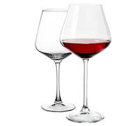 ASelected Set di 2 calici da vino in vetro da 450 ml, colore bordeaux, perfetti come regalo di Natale