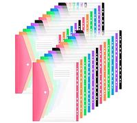 ASelected Set di 24 Busta Porta Documenti A4, Trasparente Cartelline Portadocumenti Plastica A4 Busta Con Bottone, Cartelle Porta Documenti, Raccoglitore Documenti - 335 x 235 mm 6 Colori 11 Fori