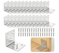 ASelected Set di 30 staffe di montaggio rinforzate, in acciaio inox, 50 x 50 x 50 mm, Aicer, piastra in acciaio inox, staffa in metallo per fissaggio e riparazione mobili