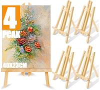 ASelected Set di 4 Cavalletti in Legno 40 cm, Cavalletto da Tavolo Pieghevole per Dipingere, Esporre Cornici, Foto e Mini Tele, Supporto in Pino per Mostre, Scrivania ed Eventi