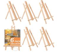 ASelected Set di 6 Cavalletti in Legno da Tavolo 30 cm, Cavalletto Pittura Pieghevole per Mini Tele, Cornici e Foto, Supporto in Pino per Eventi, Vetrine e Hobby Creativi