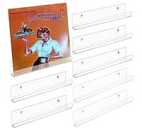 ASelected Set di 8 supporti in vinile da parete in acrilico, 30 cm, trasparenti, scaffali in vinile, per registrazione, album da parete per dischi in vinile, 30,4 x 3,8 x 4,3 cm