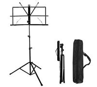 ASelected Supporto per spartiti portatile da viaggio per strumenti musicali, robusto supporto regolabile in altezza treppiede base in metallo con staffa a clip per spartiti, con borsa