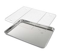 ASelected Teglia da forno con griglia di raffreddamento, 40,5 x 30,4 cm, grande teglia da forno in acciaio inox con griglia di raffreddamento, griglia di raffreddamento rettangolare per torte