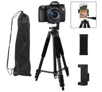 ASelected Treppiede per fotocamera 140 cm leggero supporto per treppiede per telefono con testa rimovibile e supporto universale per telefono in alluminio Canon Nikon Phone Fill Light