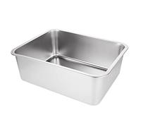 ASelected Vasca da bagno, in acciaio inox 304, grande rettangolare da 17 litri, vasca, ciotola per miscelazione, senza plastica, 45 x 35 x 15 cm