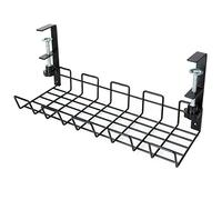 ASelected Vassoio per la gestione dei cavi da scrivania, senza trapano, supporto per cavi in metallo, 38 cm, supporto per cavi da ufficio per scrivanie, uffici e cucine, nero